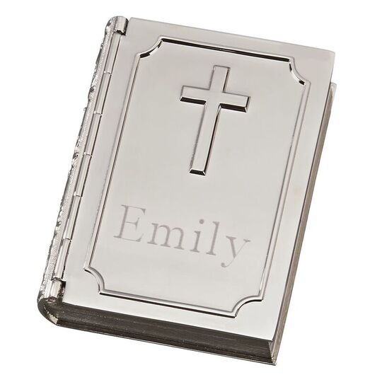 Personalized Book Shape Box with Cross